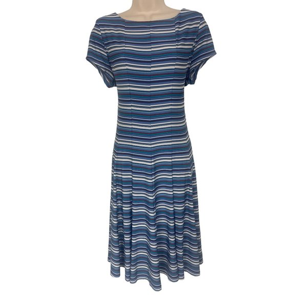 Size‎ 14 GABBY SKY STRIPED A-LINE DRESS Spring Summer Vacation Career Party - Picture 1 of 5